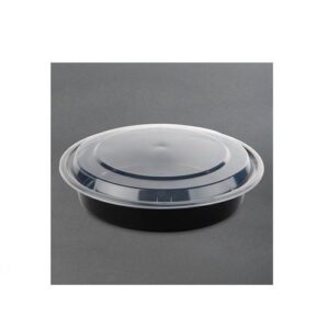 48-oz Black Round Container w/Lid Vented 150/Case