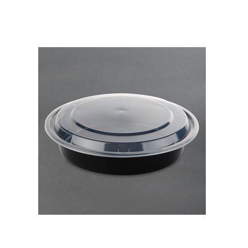 48-oz Black Round Container w/Lid Vented 150/Case