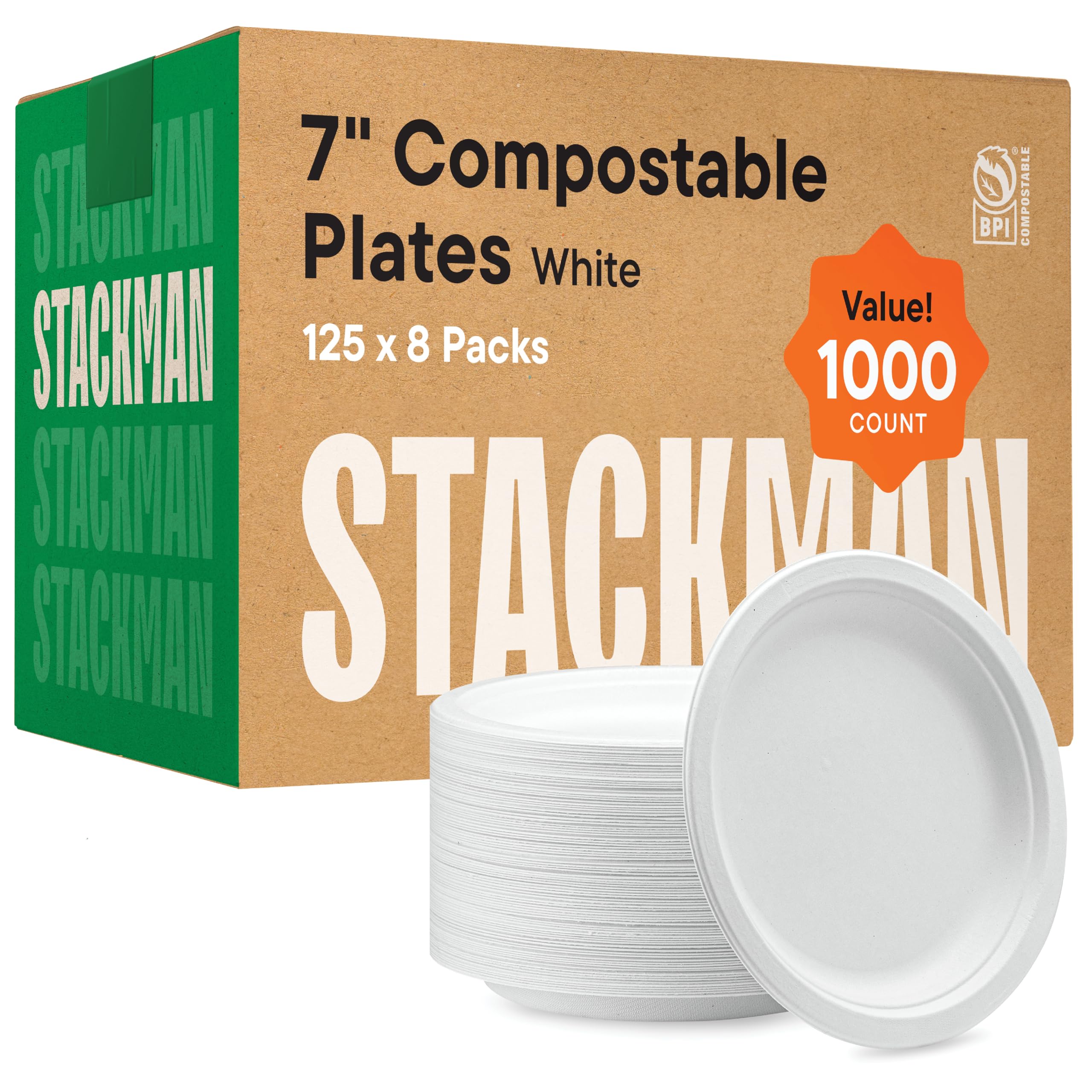 7″ Compostable Sugarcane Plate 1000/Case